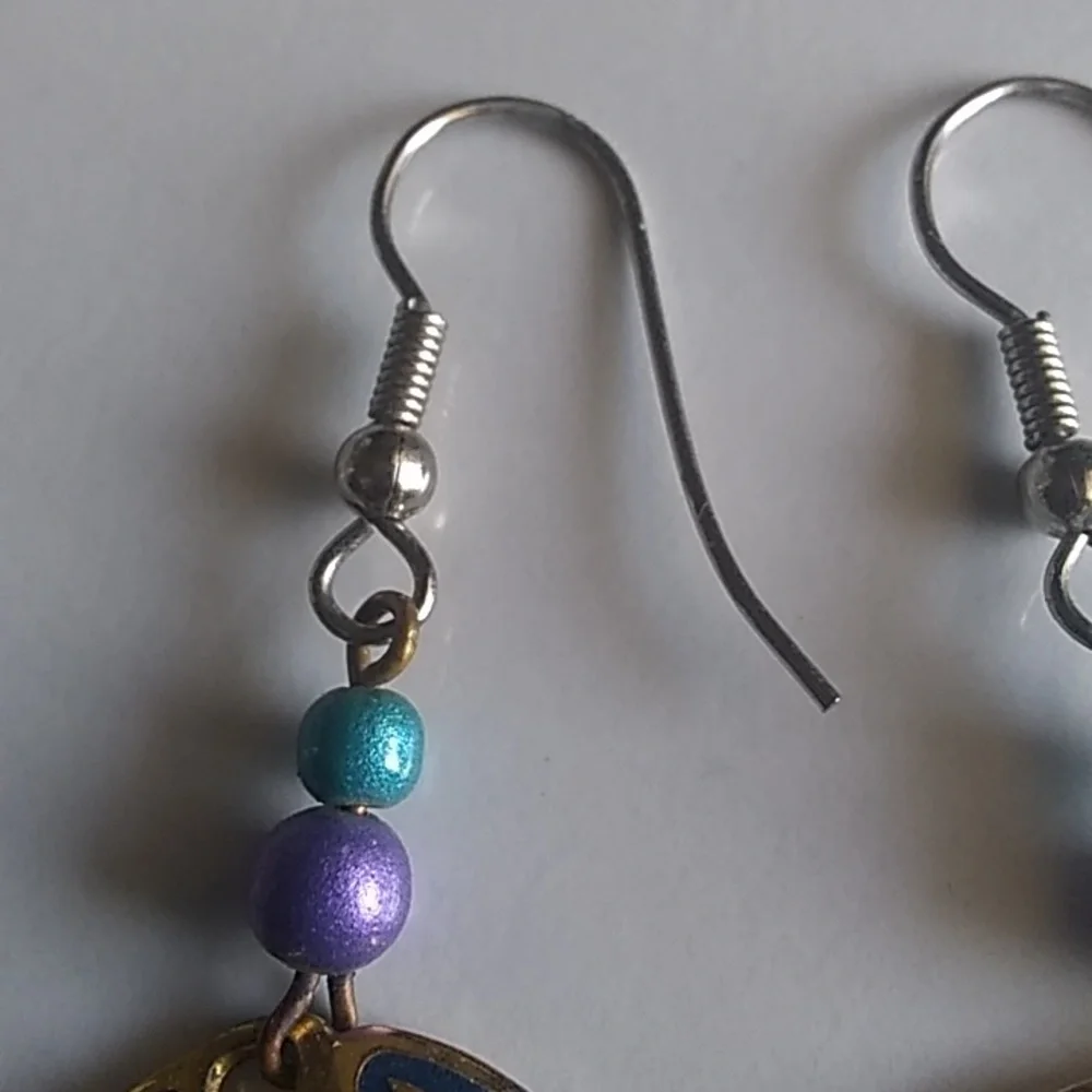 Vintage colorful fish hook earrings